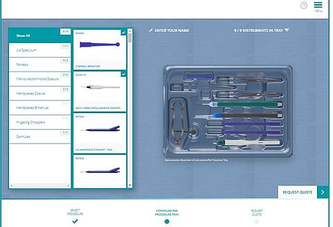 Screenshot des Online Konfigurators für ein Per Procedure Tray