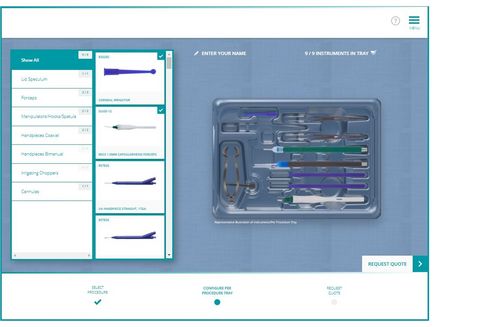Screenshot des Online Konfigurators für ein Per Procedure Tray