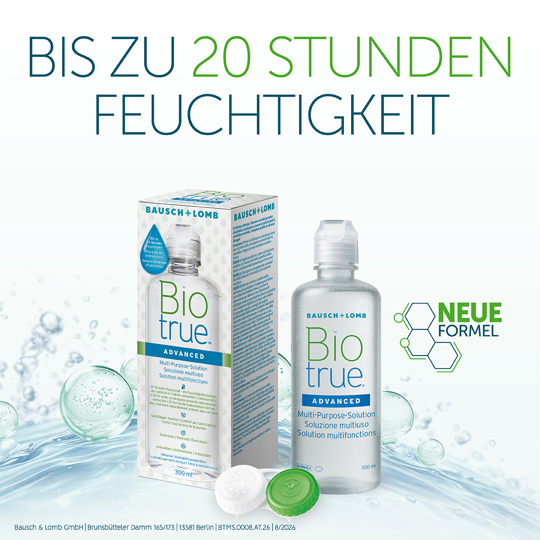 Social-Media-Motiv 2: Biotrue ADVANCED Kontaktlinsenpflegemittel