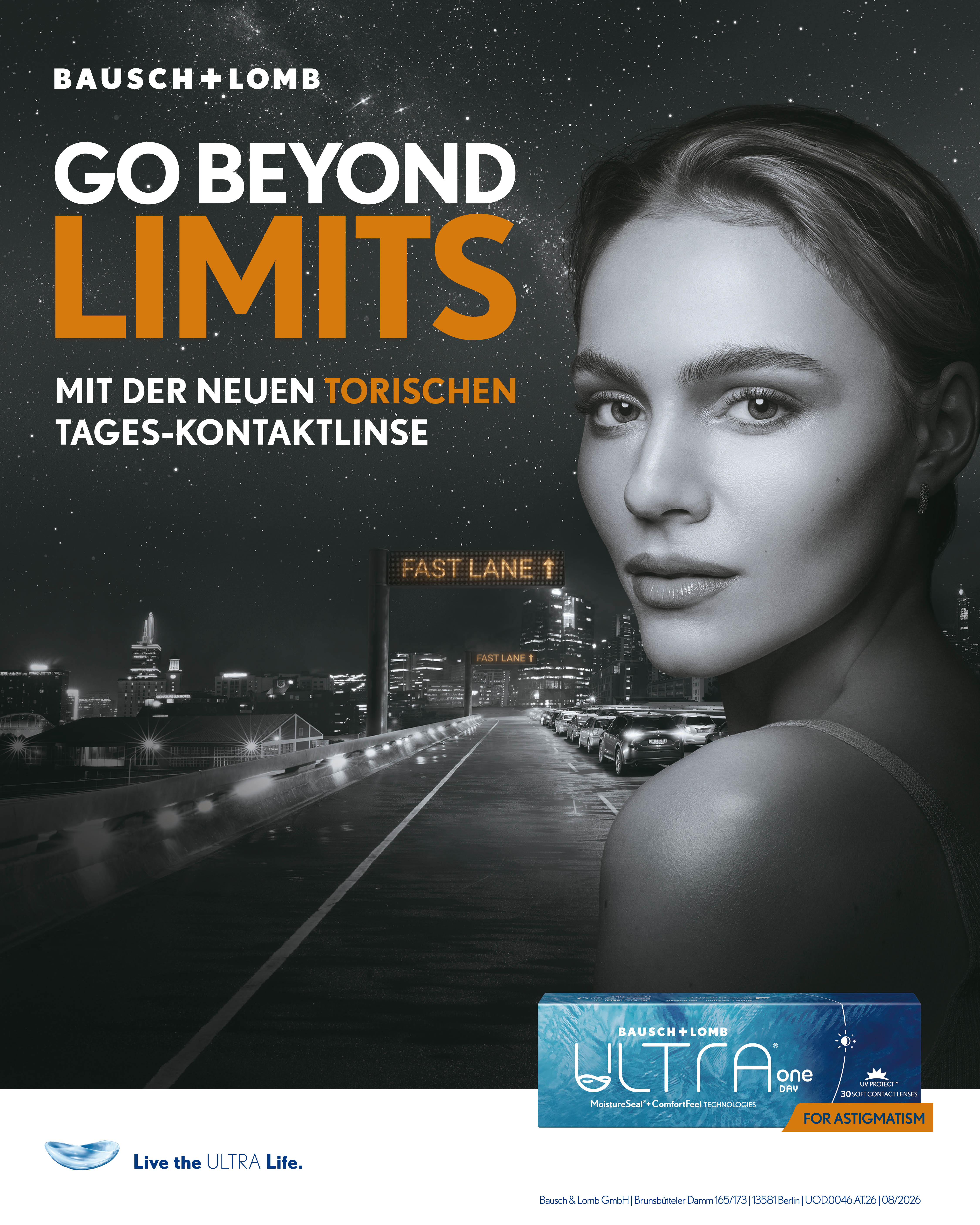 Social-Media-Motiv 1: ULTRA ONE DAY for Astigmatism Tageskontaktlinse von Bausch + Lomb.